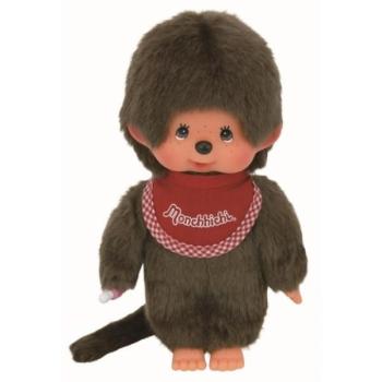 Monchhichi Moncsicsi fiú piros előkével 20cm kép