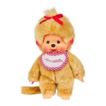 Monchhichi Moncsicsi lány bézs piros előkével 20cm kép