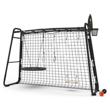 Multifunkčná preliezačka s futbalovou sieťou GetSet Monkeybar MB305 Black Exit Toys s gymnastickými kruhmi basketbalom a hojdačkami oceľová konštrukcia ET54300550 kép