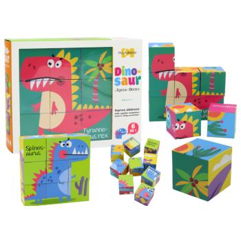 Oktatási puzzle 6 az 1-ben kocka puzzle 6 kép dinoszauruszok 9 részes kép