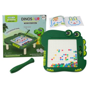 Oktató mágnestábla Dino puzzle zöld gyöngyökkel kép