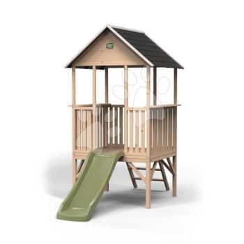 Panorámás házikó pilléreken Panorama 300 Wodden Playhouse Exit Toys ciprusfából csúszdával kép