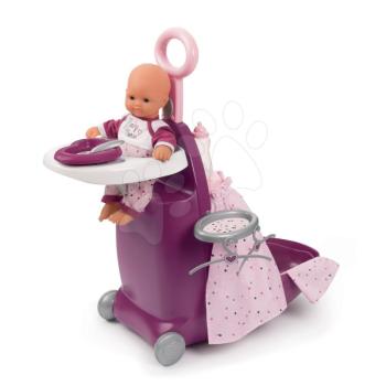 Pelenkázó kocsi ágyikóval és etetőszékkel Violette Baby Nurse Smoby játékbabának 6 kiegészítővel 18 hó-tól kép