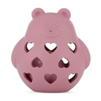 PETITE&MARS Szilikon játék csörgővel Bear Basil Dusty Rose 0m+
