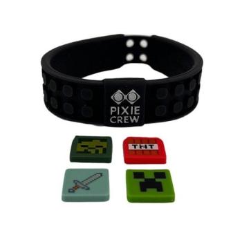 PIXIE CREW & MINECRAFT Állítható karkötő, fekete, 4 multipixel kép