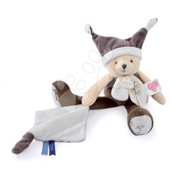 Plüss mackó kendővel Plush Bear Taupe Doudou et Compagnie QR kóddal mesékre barna 35 cm 0 hó-tól kép