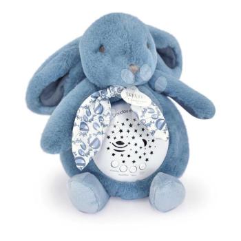 Plüss nyuszi Musical Night Light Star Projector Blue Doudou et Compagnie fénnyel zenével és fehér zajjal kék 16 cm 0 hó-tól kép