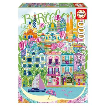 Puzzle Barcelona By Car Pintos Educa 1000 darabos és Fix ragasztó kép