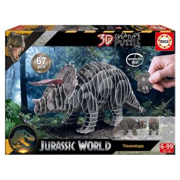 Puzzle dinoszaurusz Triceratops 3D Creature Puzzle Educa hossza 43 cm 67 darabos 6 évtől