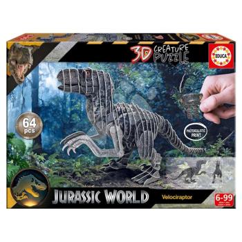 Puzzle dinoszaurusz Velociraptor 3D Creature Puzzle Educa hossza 55 cm 64 darabos 6 évtől kép