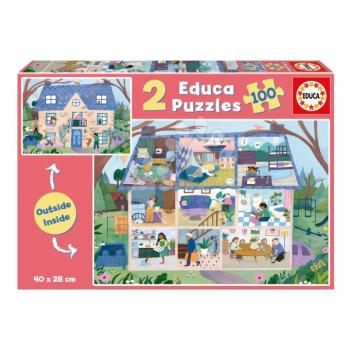 Puzzle Ház Inside&Outside House Educa 2x100 darabos 6 évtől kép