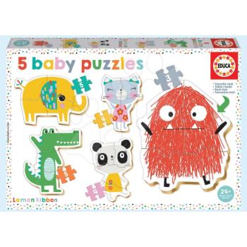 Puzzle legkisebbeknek Baby 5 Educa - Baby lemon Ribbon állatkák 24 hó-tól kép