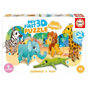 Puzzle legkisebbeknek Jungle My First 3D Puzzle Kids Educa 5 dzsungel állatka modell kép