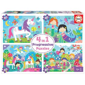 Puzzle mesék Fantasy Friends Progressive Educa vidám gyerekek 20-40-60-80 darabos 4 évtől kép