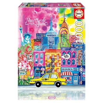 Puzzle New York By Car Pintos Educa 1000 darabos és Fix ragasztó