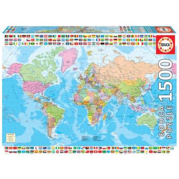 Puzzle Political Worldmap Educa 1500 darabos és Fix ragasztó 11 évtől kép