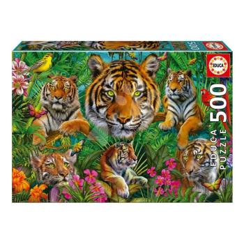 Puzzle Tiger Jungle Educa 500 darabos és Fix ragasztó kép