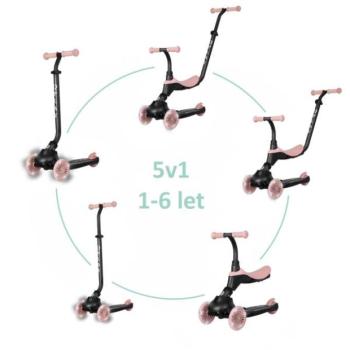 QPLAY Roller / futóbicikli Sema Evo LED lámpákkal Coral Pink, kor 1 - 6 év, max 50 kg kép