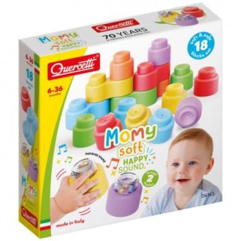 Quercetti Momy Soft Happy Sound - puha kockák + 2 hangkocka - 18 db kép