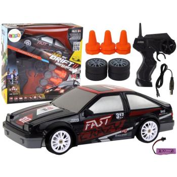 R/C 1:24 fekete távirányítós sportkocsi cserélhető kerekekkel kép