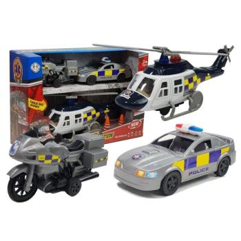 Rendőrségi járművek - helikopter, autó, motorkerékpár halmaza kép