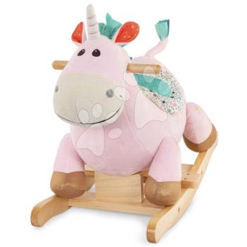 Ringató egyszarvú Cleo B-Toys plüssből és fa alapból rózsaszín 18 hó-tól kép
