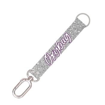 Rövid kulcstartó karabinerrel Silver Glitter kép