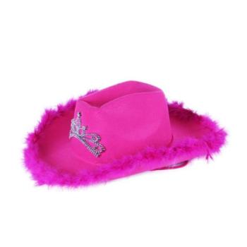 Rózsaszín cowboy kalap koronával női kép