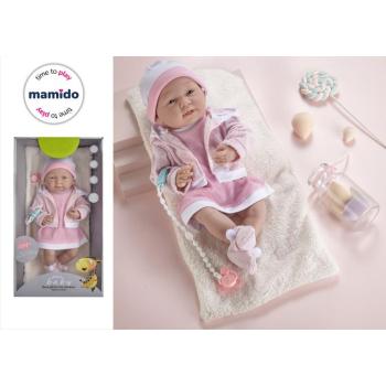 Rózsaszín pulóveres baba cumival 35 cm kép