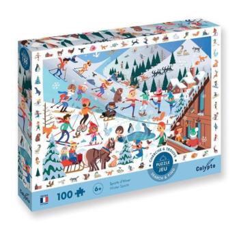 SENTOSPHERE Gyermek puzzle Keresd meg és találd meg Téli sportok 100 darabos kép
