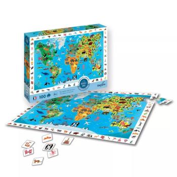 Sentosphere Puzzle - Állatokkal teli világtérkép kép