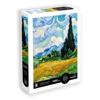 SENTOSPHERE Puzzle Búzamező ciprusokkal - Vincent van Gogh 1000 darabos kép