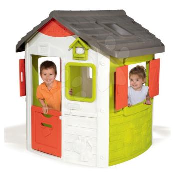 Smoby házikó Neo Jura Lodge 2 ajtós 2 zsalugáteres ablakkal és madáretetővel 810500 kép