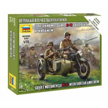 Snap Kit figurák 6277 - Szovjet M-72 oldalkocsis motorkerékpár személyzettel (1:72) kép