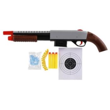 Sörétes puska/puska 46cm műanyag + vízpellet 6mm, habpatronok, gumigolyó. kép