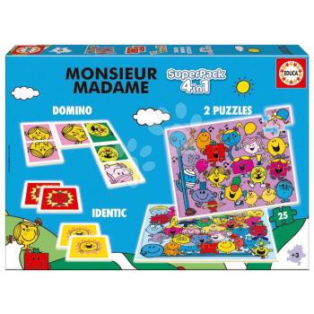 Superpack 4in1 Monsieur Madam Educa domino pexeso és 2 drb 25 darabos puzzle kép