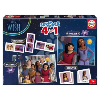 Superpack 4in1 Wish Educa domino pexeso és puzzle 25 és 50 darabos kép