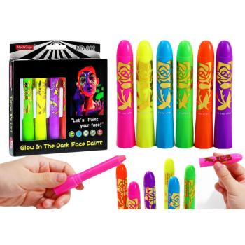 Szett arcfestéshez neon fluoreszkáló markerek és zsírkréták 6 db kép