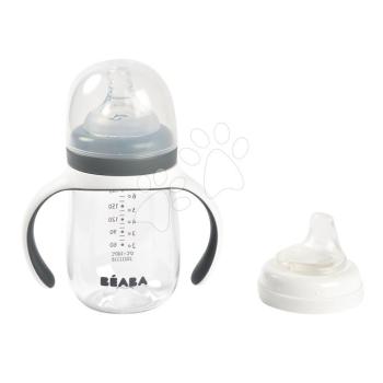 Tanuló ivó palack Bidon 2in1 Training Bottle Beaba Mineral Grey 210 ml szürke 4 hó-tól kép