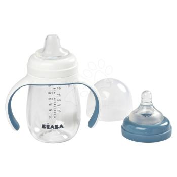 Tanuló ivó palack Bidon Beaba Learning Cup 2in1 Windy Blue 210 ml ivócsőrrel kék 4 hó-tól kép