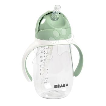 Tanuló ivó palack Bidon Straw Cup Beaba Sage Green 300 ml szívószállal zöld 8 hó-tól kép