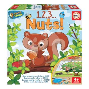 Társasjáték Mogyorógyűjtés Think 1,2,3 Nuts Educa 2-4 játékosnak spanyol angol francia és portugál nyelveken 4 évtől kép