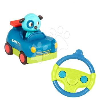 Távirányítós kisautó kutyus Woofer Riding Racers B-Toys hangokkal kék-zöld 24 hó-tól