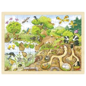 Természet – fa puzzle, 96 darabos