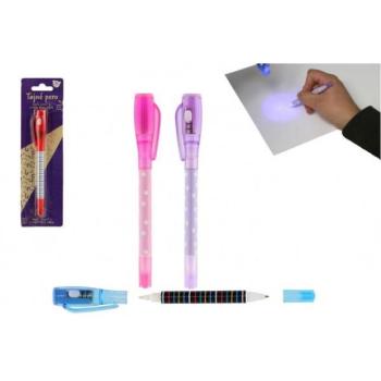 Titkos toll láthatatlan tintával és UV fénnyel + 15 cm-es műanyag toll elemekkel 4 színben kép