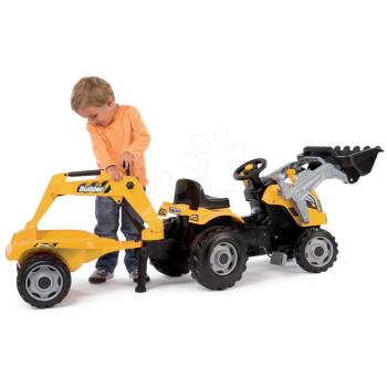 Traktor markolóval és homlokrakodóval Builder Max Smoby utánfutóval, pedálos kép