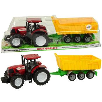 Traktor pótkocsival 50 cm piros kép