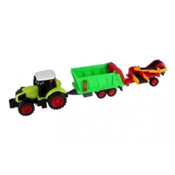 Traktor s pótkocsival és 56 cm széles műanyag pásszal a lendkerekes. kép