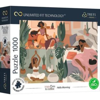 Trefl Prime Puzzle 1000 UFT - Jóga, macskák és kávé: Jó reggelt kép