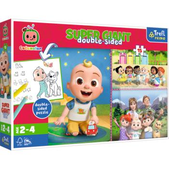Trefl Puzzle 15 GIANT - Cocomelon, Boldog napot a barátokkal / Cocomelon kép